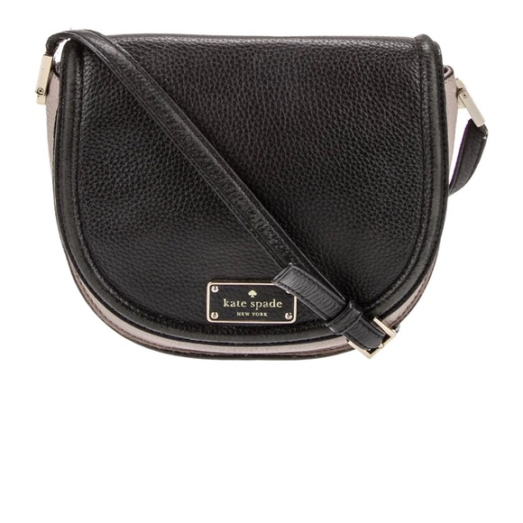 Kate Spade Black Beige Cream Dual Color Oliver Street Lily Leather Crossbody Bag - Picture 2 of 8